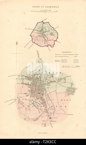 BURY ST EDMUNDS borough/town plan. BOUNDARY REVIEW. Suffolk. DAWSON 1837 map BURY ST EDMUNDS borough/town plan. BOUNDARY REVIEW. Suffolk. DAWSON 1837 map