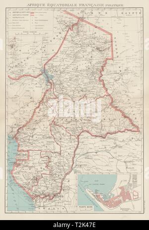 FRENCH EQUATORIAL AFRICA. Afrique équatoriale française.  Pointe Noire 1929 map Stock Photo