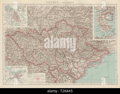 TONKIN. French Indochina Indochine Vietnam. Hanoi & Haiphong city plans 1929 map Stock Photo