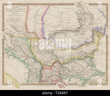 BALKANS ANCIENT. Macedonia, Thracia, Illyria, Moesia & Dacia. SDUK 1844 map Stock Photo