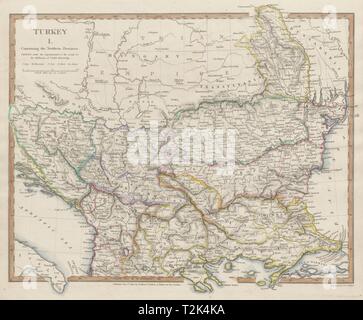 BALKANS. Northern Ottoman provinces. Albania Wallachia Bulgaria. SDUK 1844 map