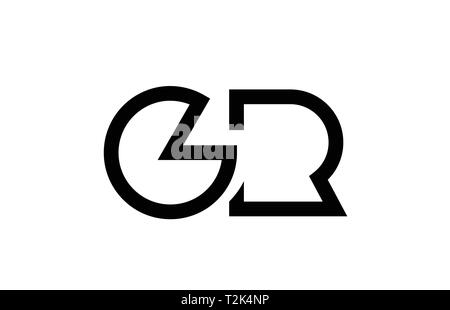 black and white alphabet letter logo combination gr g r design suitable for a company or business Stock Vector