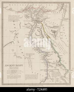 ANCIENT EGYPT & Nile Valley. Ancient place names. Original colour. SDUK 1844 map