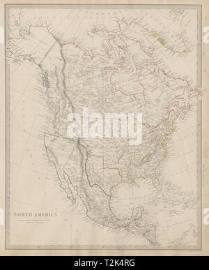 NORTH AMERICA.Texas Republic.Mexican California.Russian America SDUK 1844 map