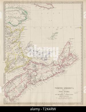 NOVA SCOTIA.& New Brunswick Quebec Prince Edward's Island.Canada SDUK 1844 map Stock Photo