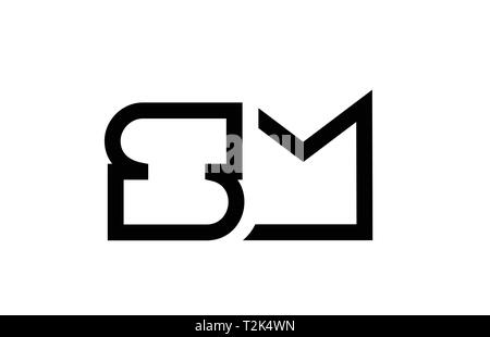 black and white alphabet letter sm s m logo combination design suitable ...