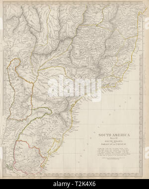 SOUTH BRAZIL, PARAGUAY & URUGUAY. Minas Gerais Sao Paolo Bahia. SDUK 1844 map