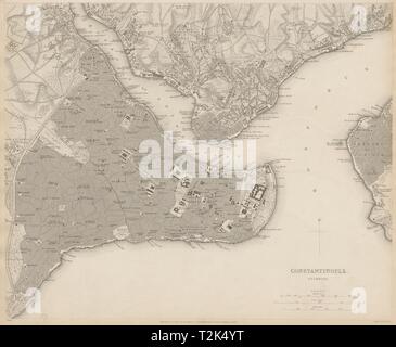 CONSTANTINOPLE (ISTANBUL): Antique town plan. City map. Turkey ...