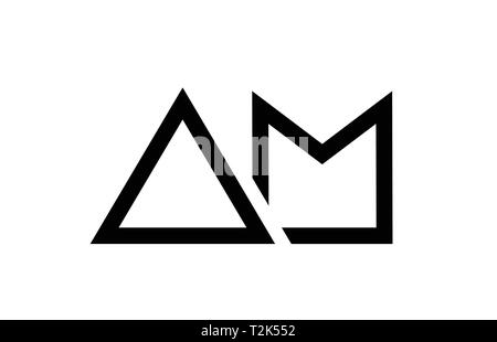 black and white alphabet letter am a m logo combination design suitable ...