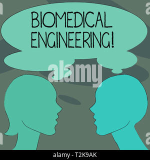 Handwriting text Biomedical Engineering. Conceptual photo advances knowledge biology medicine improves health Silhouette Sideview Profile Image of Man Stock Photo