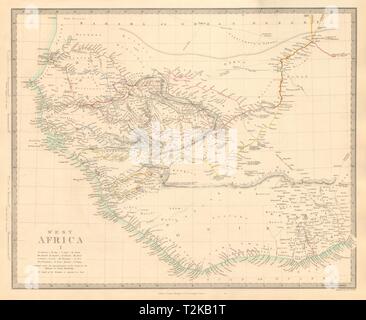 WEST AFRICA I Explorers' routes Senegal Ashanti Ivory Gold Coast. SDUK 1846 map Stock Photo