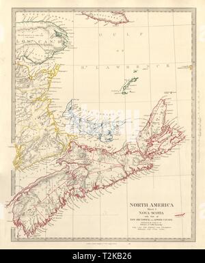 NOVA SCOTIA & New Brunswick Quebec Prince Edward's Island. Canada. SDUK 1846 map Stock Photo