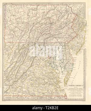 USA. Pennsylvania New Jersey Maryland Delaware DC Virginia. SDUK 1846 old map
