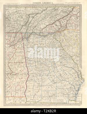 USA. Alabama Georgia Tennessee. Appalachian Mountains. SDUK 1846 old map