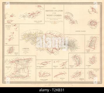 BRITISH WEST INDIES ISLANDS. Jamaica Antilles Virgin Caymans. SDUK 1846 map
