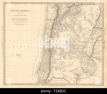 SOUTH AMERICA. La Plata & Chilé. Chile Argentina Uruguay Bolivia. SDUK 1846 map