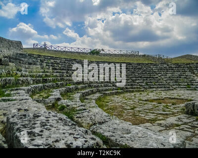 Greek ancient theatre in Sicily Stock Photo