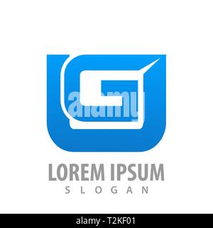 Rounded square initial letter UG concept design. Symbol graphic template element Stock Vector