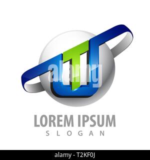 Technology sphere initial TU letter concept design. Symbol graphic template element Stock Vector