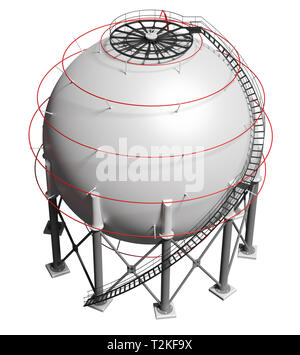 Spherical gas tank. 3D illustration on white background Stock Photo