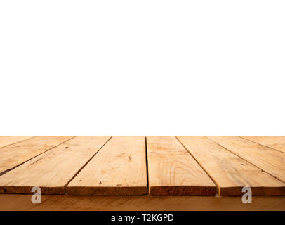 Beautiful texture wood table top texture on white background.For create product display or design key visual layout.clipping path Stock Photo