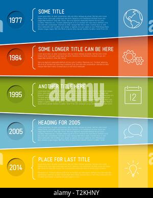 Vector modern horizontal Infographic timeline report template with icons Stock Vector