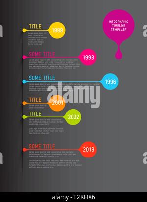 Colorful dark vector infographic timeline report template with bubbles ...