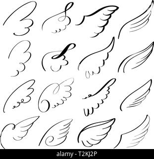 abstract flying dove sketch set icon collection cartoon hand drawn vector illustration sketch. Stock Vector