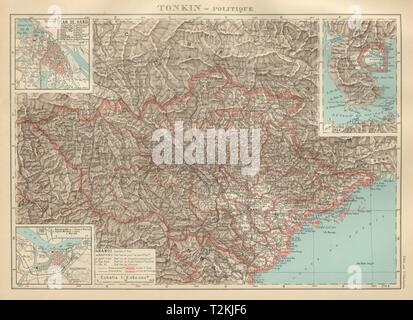 TONKIN. French Indochina Indochine Vietnam. Hanoi & Haiphong city plans 1931 map Stock Photo