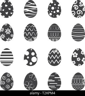 Easter eggs icon isolated background. Set of modern new design with different patterns. Stock Vector