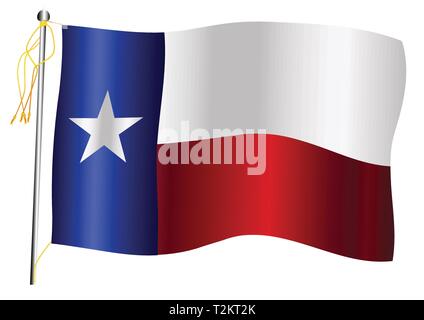 The Texas US state flag set against against a white background. Stock Vector