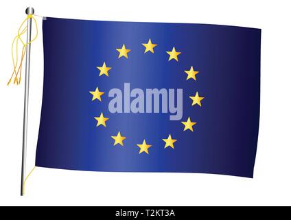 The European Union EU flag set against against a white background. Stock Vector