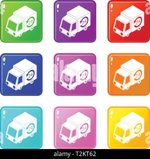 24 hour delivery icons set 9 color collection isolated on white for any design Stock Vector