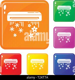Air conditioner icons set collection vector 6 color isolated on white background Stock Vector