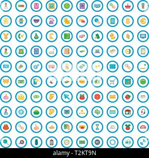 100 payment icons set in cartoon style for any design vector illustration Stock Vector