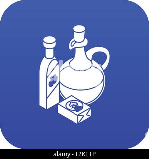 Organic eco food icon blue vector isolated on white background Stock Vector