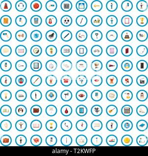 100 personal development icons set in cartoon style for any design vector illustration Stock Vector