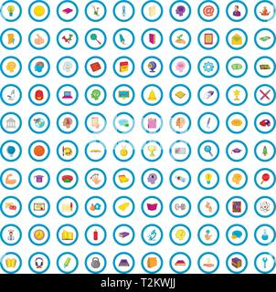 100 personal development icons set in cartoon style for any design vector illustration Stock Vector