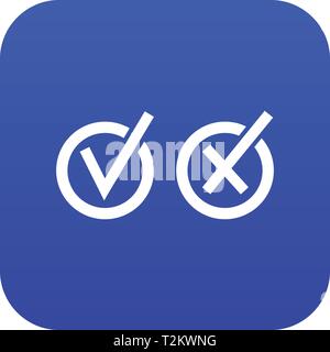 Signs of choice of tick and cross in circles icon digital blue for any design isolated on white vector illustration Stock Vector