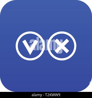 Signs of choice of tick and cross icon digital blue for any design isolated on white vector illustration Stock Vector