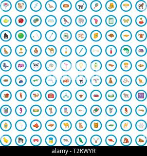 100 pets icons set in cartoon style for any design vector illustration Stock Vector