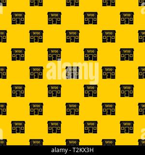 Tattoo salon building pattern seamless vector repeat geometric yellow for any design Stock Vector