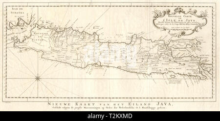 'Nouvelle Carte de l’Isle de Java'. Dutch East India Co. BELLIN/SCHLEY 1753 map Stock Photo