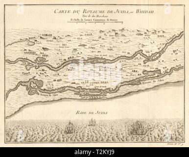 'Carte du Royaume de Juida ou Whidah'. Ouidah / Whydah, Benin. BELLIN 1747 map Stock Photo