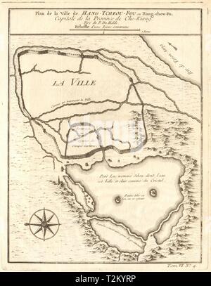 'Hang-Tcheou-Fou'. Hangzhou city plan Zhejiang China. West Lake. BELLIN 1748 map Stock Photo