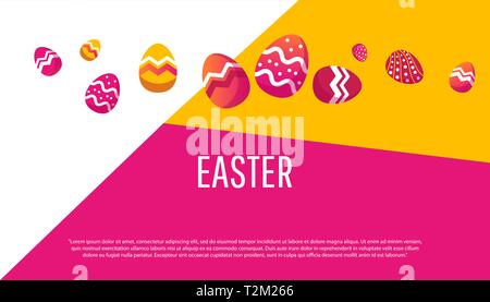 Easter sale banner background template with beautiful colorful eggs. Vector illustration. Stock Vector