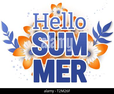 Hello summer. Summer sale background layout banners. Voucher discount. Stock Vector