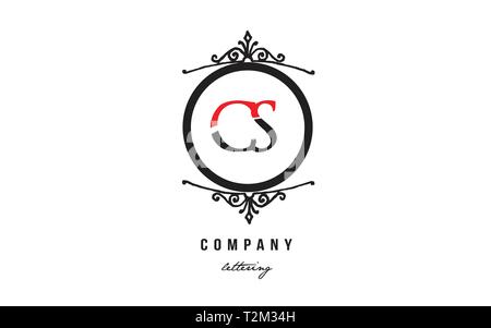 Design of alphabet letter logo combination CS C S with red black white color and decorative circle monogram suitable as a logo for a company or busine Stock Vector