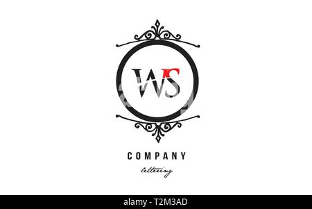 Design of alphabet letter logo combination WS W S with red black white color and decorative circle monogram suitable as a logo for a company or busine Stock Vector