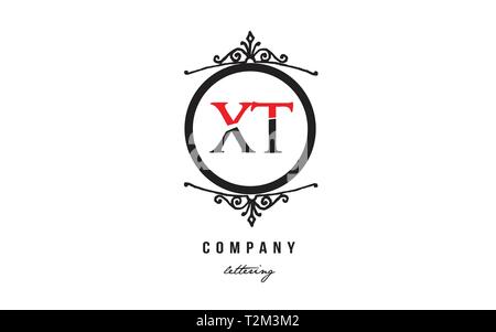 Design of alphabet letter logo combination XT X T with red black white color and decorative circle monogram suitable as a logo for a company or busine Stock Vector